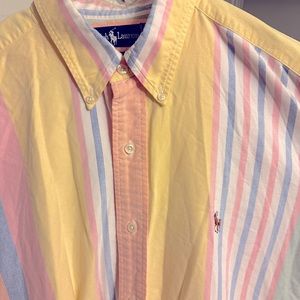 Vintage Men’s Pastel Polo Ralph Lauren Button Down XL - Pink Yellow Blue